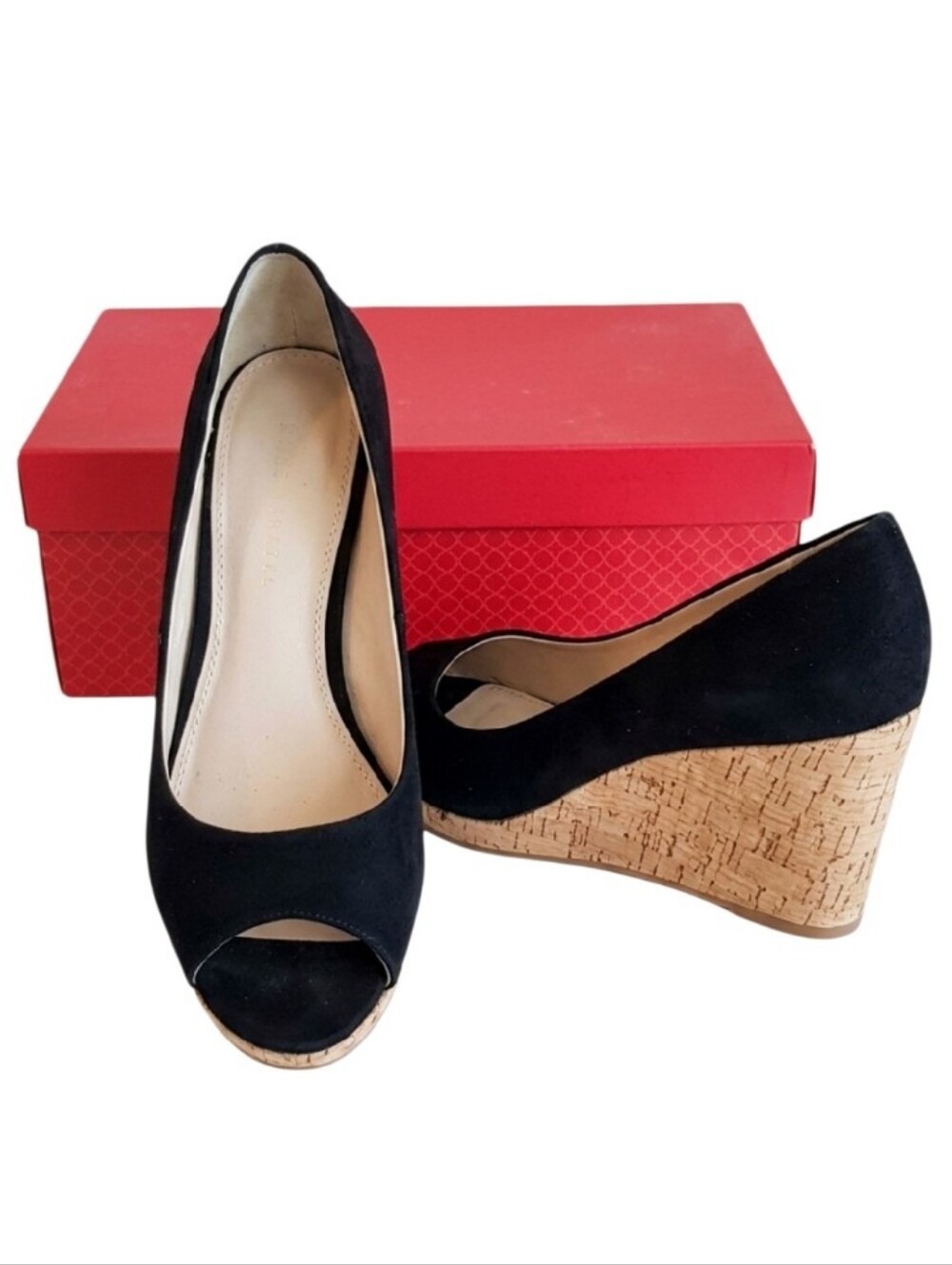 Kelly & Katie Kaydena Wedge Sandals Peep Toe Slip On 3 Inch Heel Canvas Shoes 9